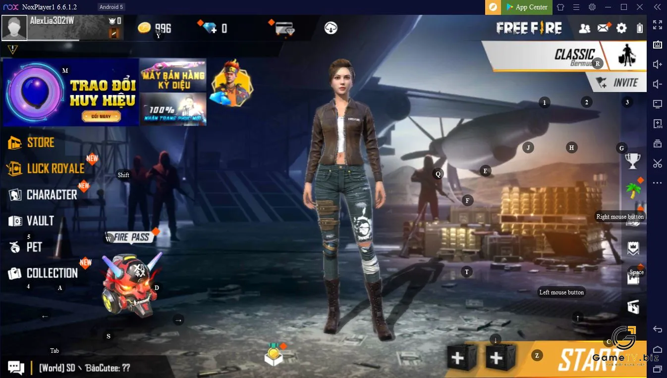 Giao diện của game Free Fire