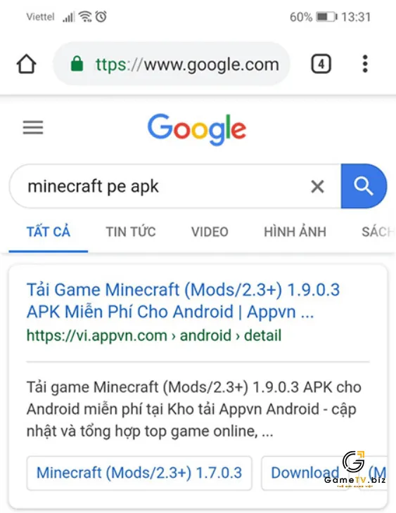 Bước 1: Cách tải Game Minecraft Sever VN về Android