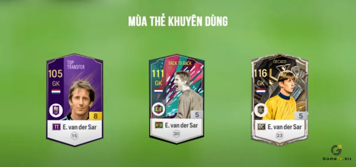 Ba thẻ cầu thủ FO4 Van der Sar được đánh giá là thủ môn hay nhất FO4 