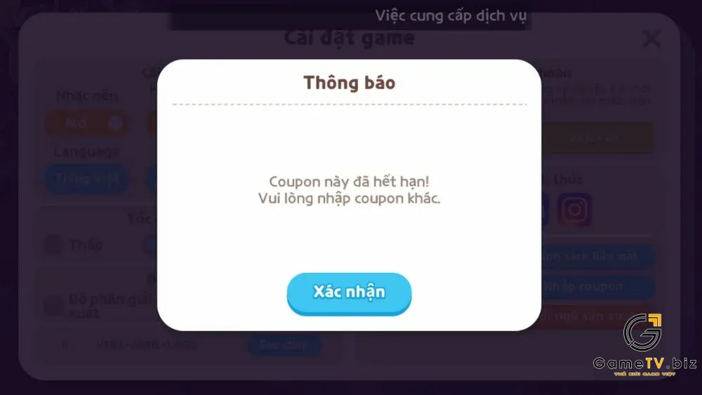 Thời hạn của COUPON code Play Together
