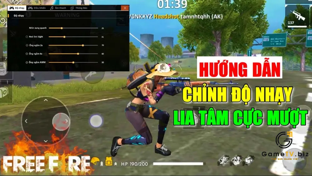 Cách chỉnh độ nhạy Free Fire cho Auto Headshot